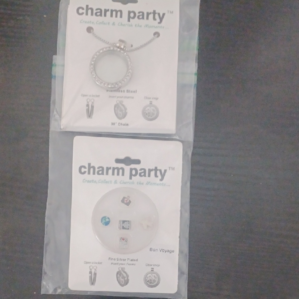 Silver Necklace charm party  Set